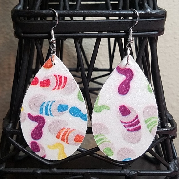 Jewelry - Handmade Faux Leather Marker Earrings